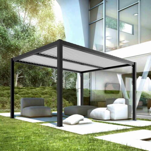 Prabangi terasinė pavėsinė 3 x 3 m antracito su LED