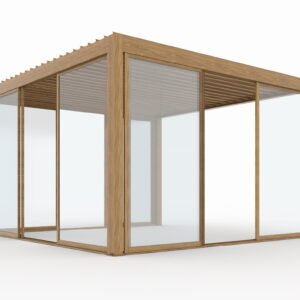 Prabangi terasinė pavėsinė 3 x 4 m medinė su LED ir elektriniu stogeliu