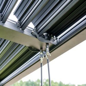 Prabangi terasinė pavėsinė 4 x 4 m antracito su LED