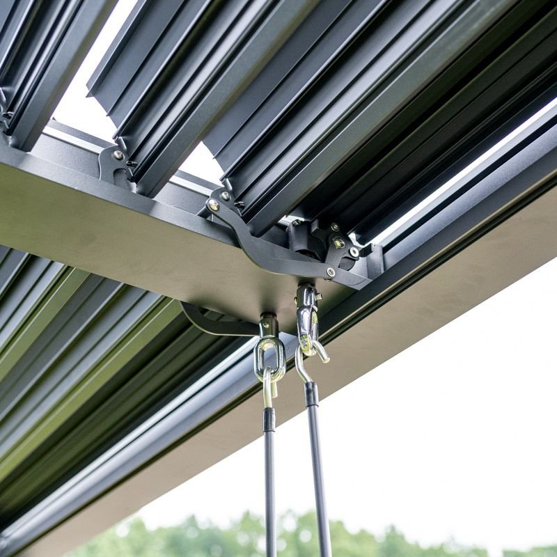 Prabangi terasinė pavėsinė 4 x 4 m antracito su LED