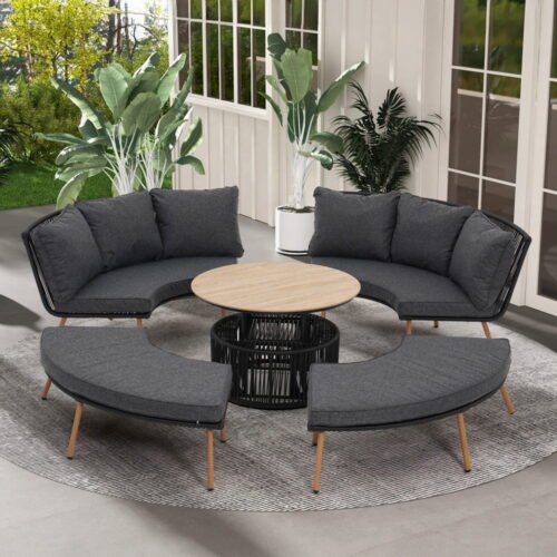 Holand lauko valgomojo ir poilsio baldai su ovalia sofa