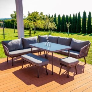 Safira lauko baldai su kampine sofa