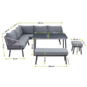 Safira lauko baldai su kampine sofa