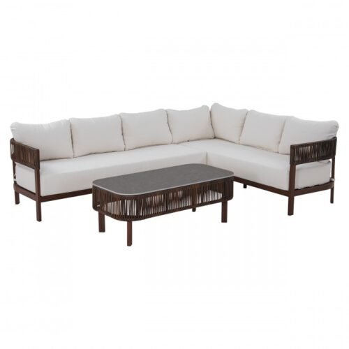 Nuez lauko baldai su kampine sofa ir baru