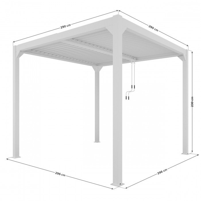 Liukso terasos pavėsinė 3 x 3 m balta