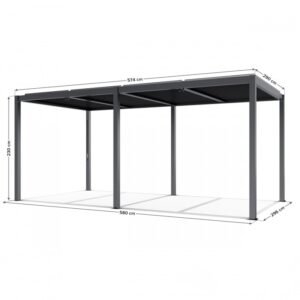 Prabangi terasinė pavėsinė 5,8 x 3 m antracito