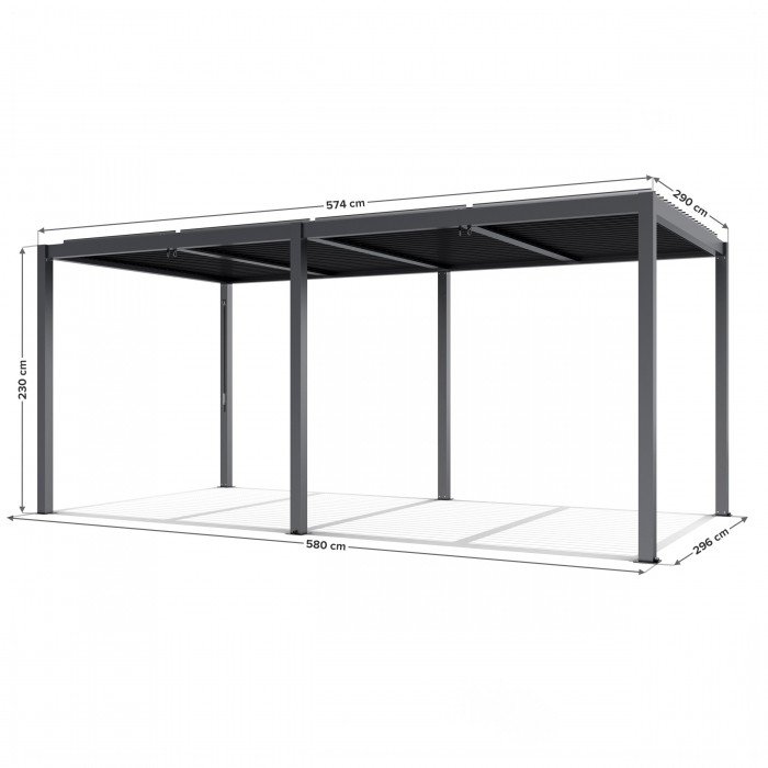 Prabangi terasinė pavėsinė 5,8 x 3 m antracito