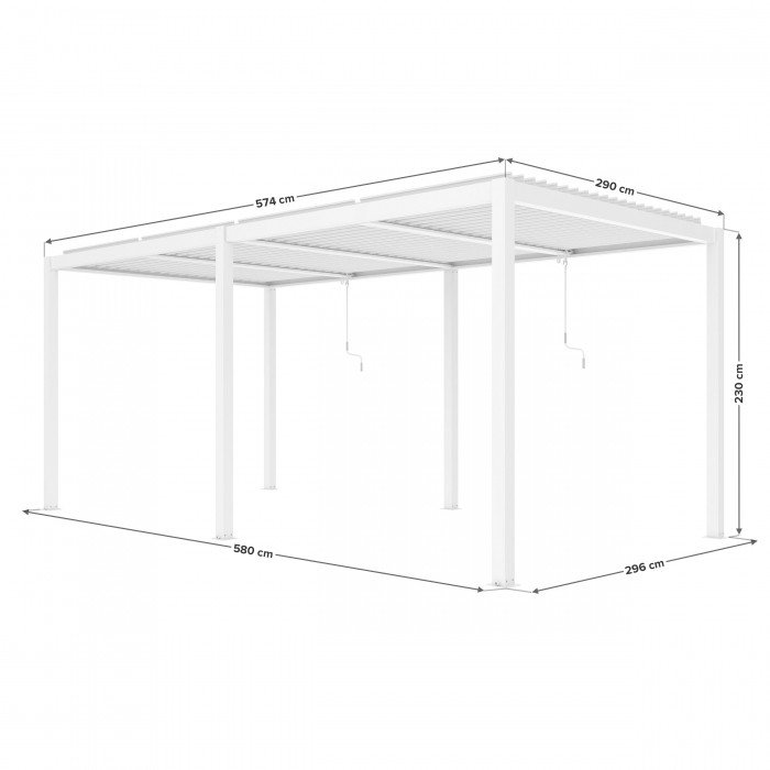 Liukso terasos pavėsinė 5,8 x 3 m balta