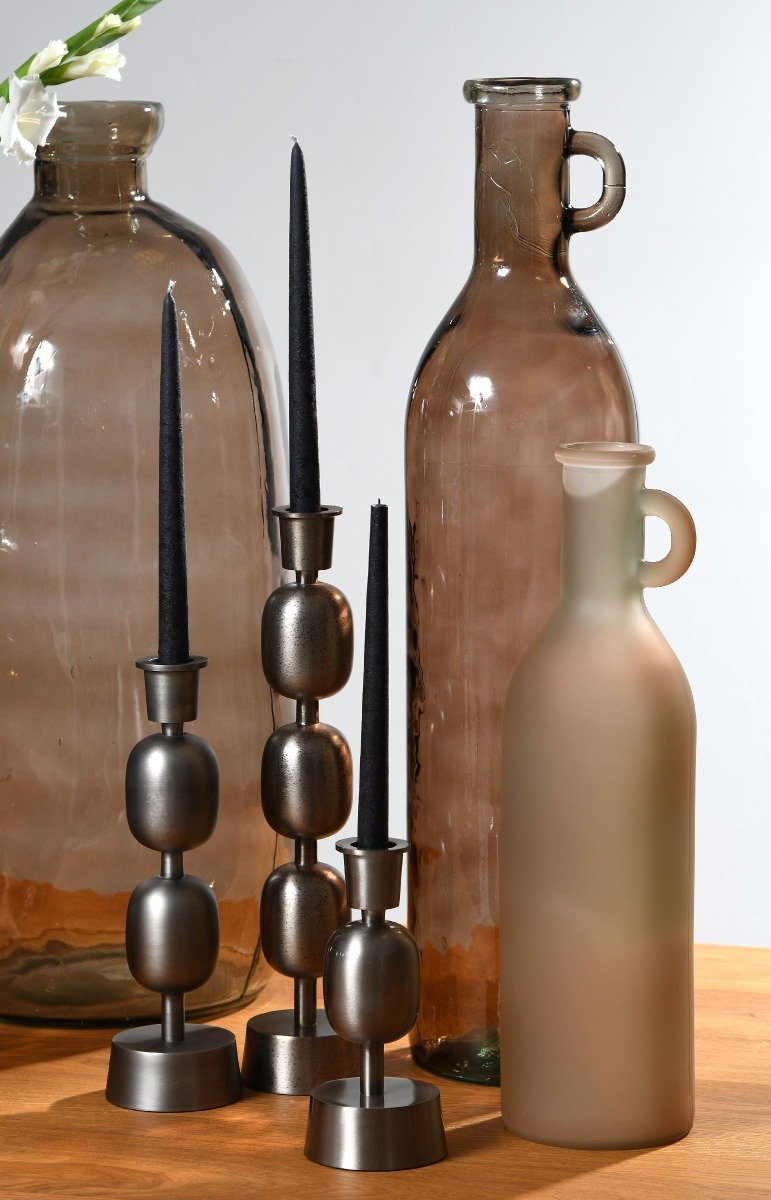 Fancy art vintage iron candlestick M 10x10x34cm