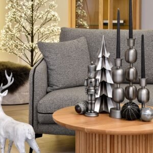 Fancy art dark bronze candle holder L 10x10x22cm