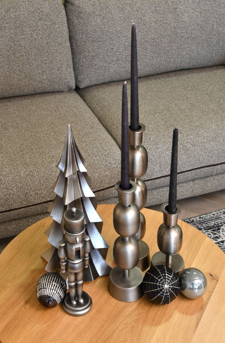 Fancy art vintage iron candlestick M 10x10x34cm