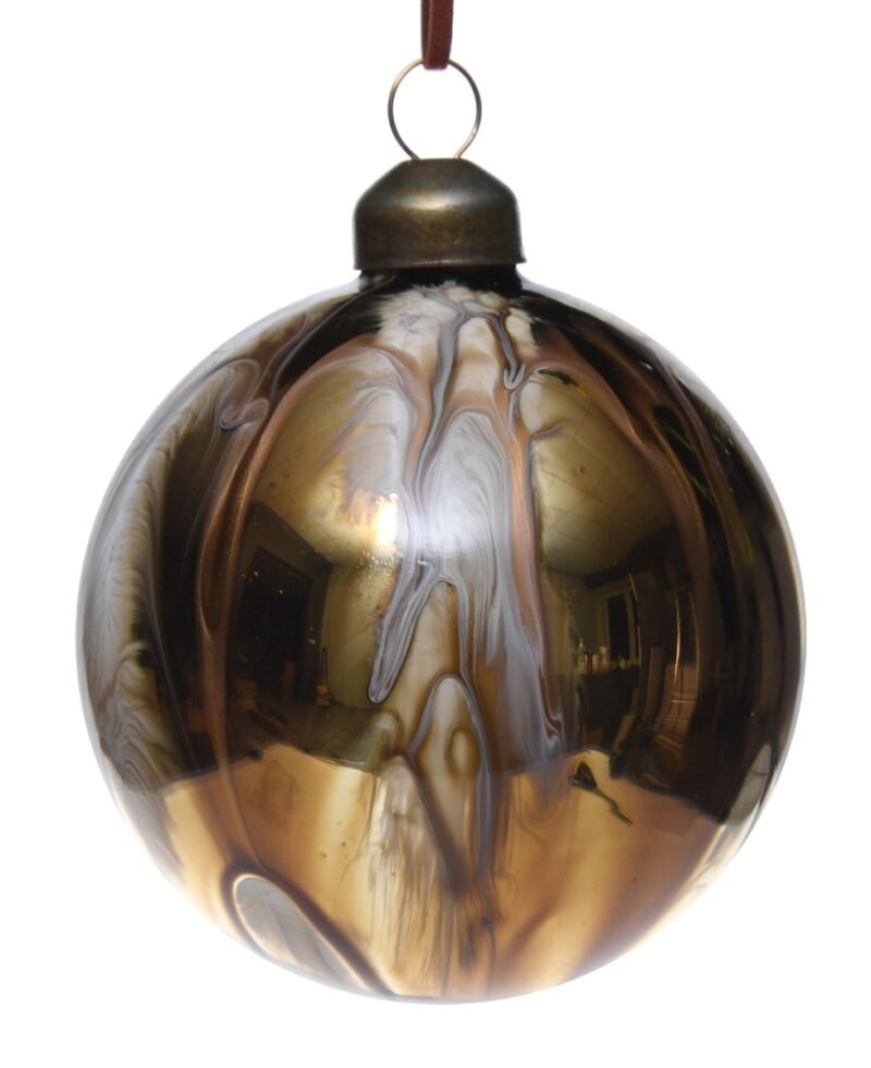 Bauble 8cm marble gold