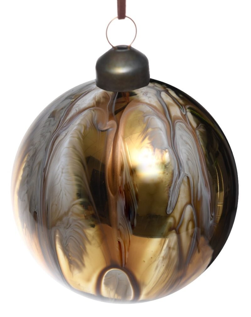 Bauble 8cm marble gold