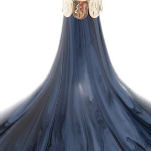 Bauble 10cm marble navy blue white