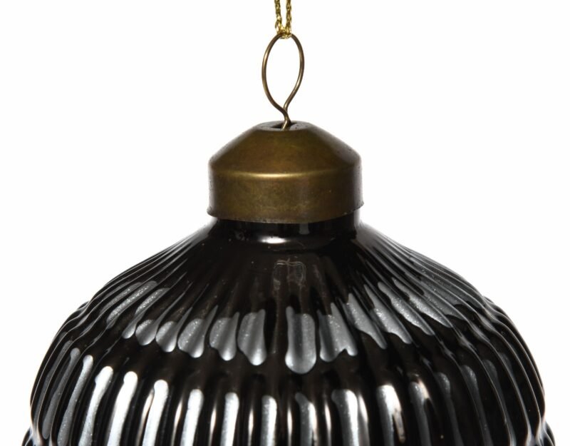 Oval Bauble 8x8x11cm Black Silver