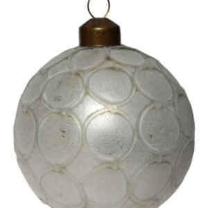 Bauble 12cm Embossed Matte White