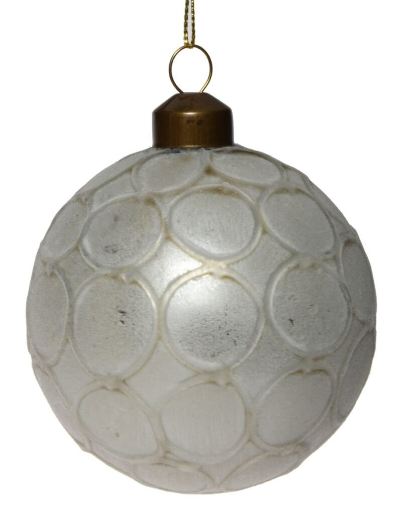 Bauble 12cm Embossed Matte White