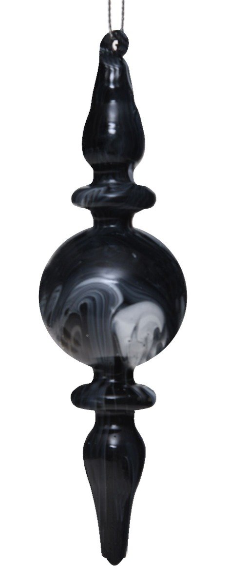 Bauble icicle 4x4x15cm marble black