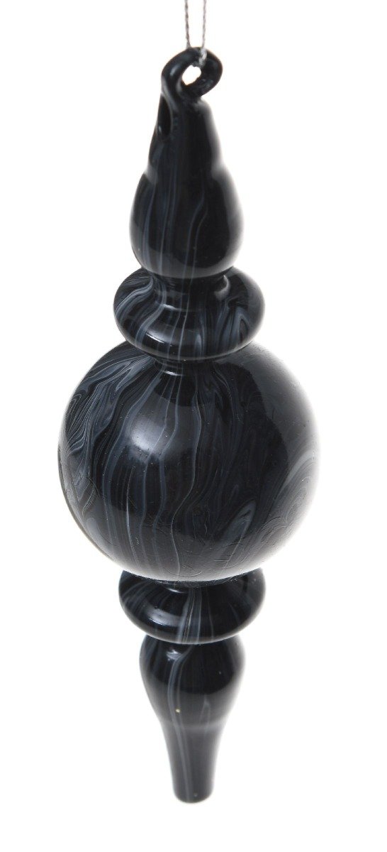 Bauble icicle 4x4x15cm marble black