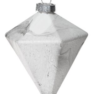 Bauble 8x10cm marble white black