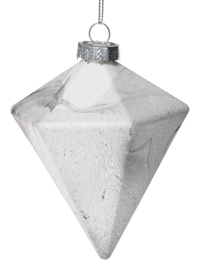 Bauble 8x10cm marble white black