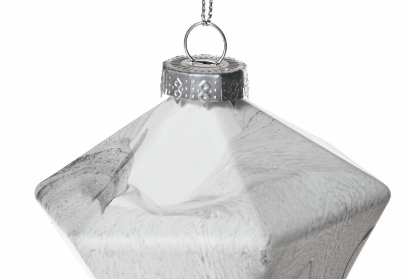 Bauble 8x10cm marble white black