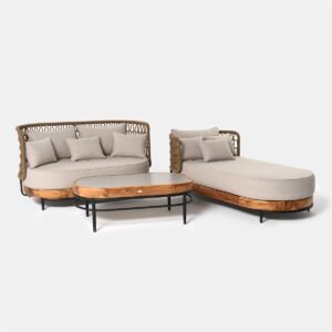 Mėnulio sodo gultas 184x98x74 cm akacijos mediena, olefino audinys Miloo Home