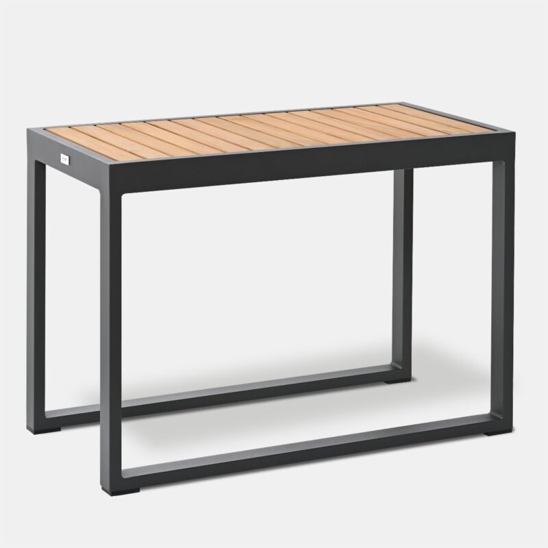 Kavos staliukas M Tamariz 75x40x55cm Aliuminis Grafitas, Tiko mediena