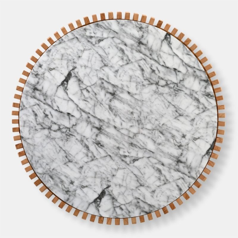 Kavos staliukas M Vera 106x106x31cm Eukaliptas, marmuro konglomeratas