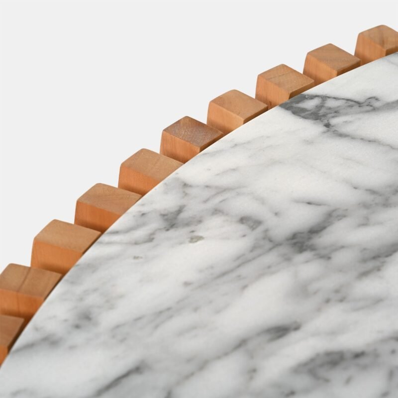 Kavos staliukas M Vera 106x106x31cm Eukaliptas, marmuro konglomeratas