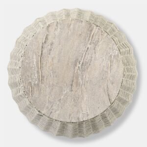 Kavos staliukas „Pioverna“ 70x70x50 cm, pilkos spalvos virvė, konglomeratas