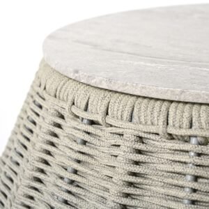 Kavos staliukas „Pioverna“ 70x70x50 cm, pilkos spalvos virvė, konglomeratas