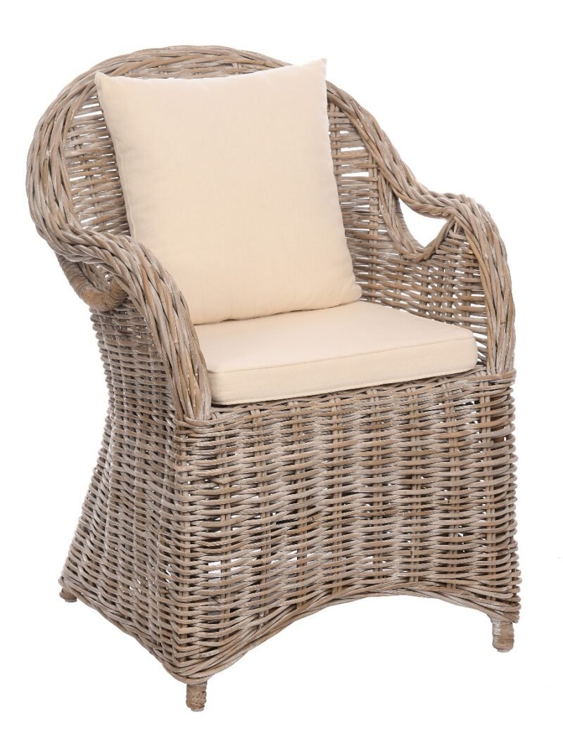 Bėžinis rotango fotelis „Athena“ su pagalve 64x56x88 cm, gamintojas „Miloo Home“