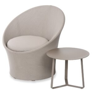 3 dalių sodo baldų komplektas „Lisbon Round“ smėlio spalvos.