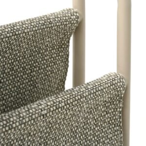 Šoninis stalas Livo 31x25x45 cm Aliuminis, smėlio spalvos, tiko mediena, atsparus saulės spinduliams pilkai smėlio spalvos audinys