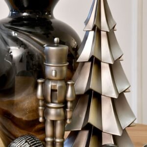 Oval Bauble 8x8x11cm Black Silver