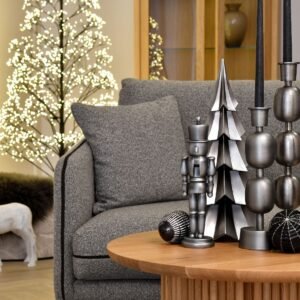 Fancy art dark bronze candle holder L 10x10x22cm