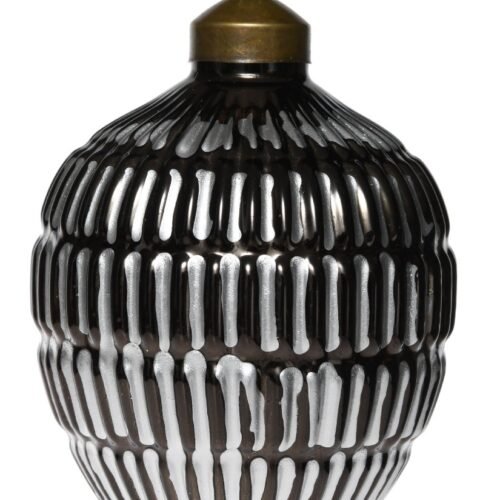 Oval Bauble 8x8x11cm Black Silver