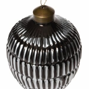 Oval Bauble 8x8x11cm Black Silver