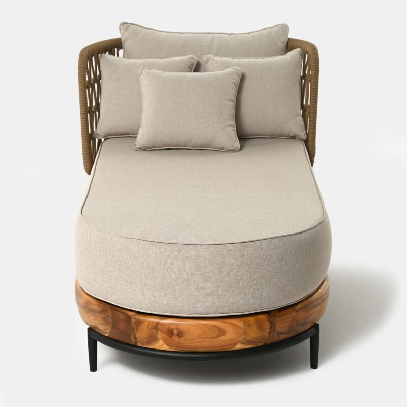 Mėnulio sodo gultas 184x98x74 cm akacijos mediena, olefino audinys Miloo Home