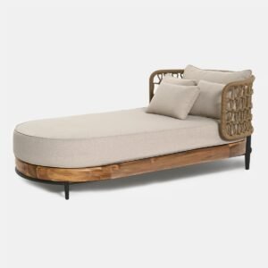 Mėnulio sodo gultas 184x98x74 cm akacijos mediena, olefino audinys Miloo Home