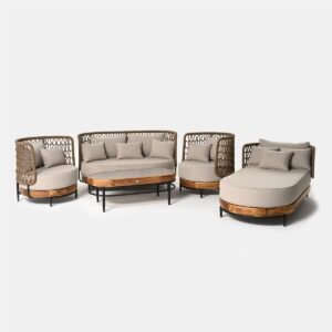 Mėnulio sodo gultas 184x98x74 cm akacijos mediena, olefino audinys Miloo Home