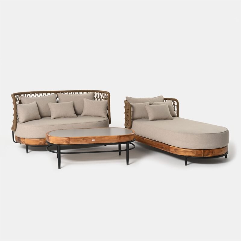 Mėnulio sodo gultas 184x98x74 cm akacijos mediena, olefino audinys Miloo Home