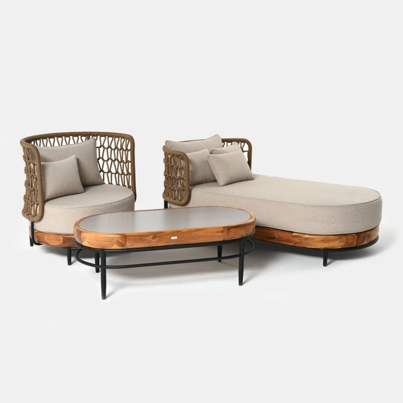 Mėnulio sodo gultas 184x98x74 cm akacijos mediena, olefino audinys Miloo Home