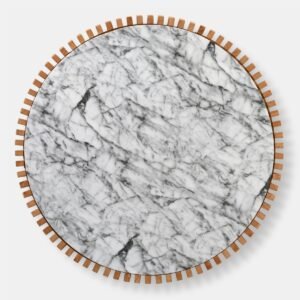 Kavos staliukas M Vera 106x106x31cm Eukaliptas, marmuro konglomeratas