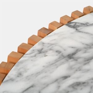 Kavos staliukas M Vera 106x106x31cm Eukaliptas, marmuro konglomeratas