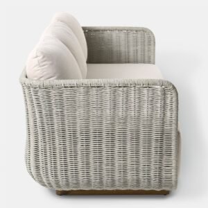 3-vietė sofa Pioverna 215x85x70cm Pilka virvė, saulės spindulių nepraleidžianti smėlio spalvos audinys