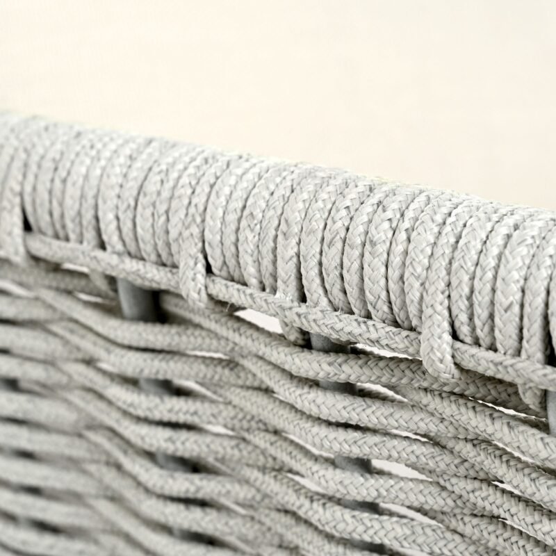 3-vietė sofa Pioverna 215x85x70cm Pilka virvė, saulės spindulių nepraleidžianti smėlio spalvos audinys