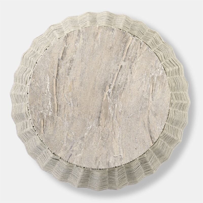 Kavos staliukas „Pioverna“ 70x70x50 cm, pilkos spalvos virvė, konglomeratas