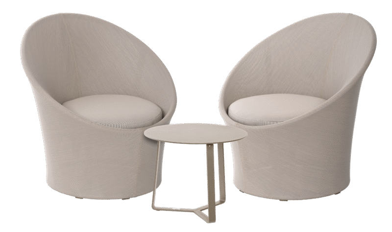 3 dalių sodo baldų komplektas „Lisbon Round“ smėlio spalvos.